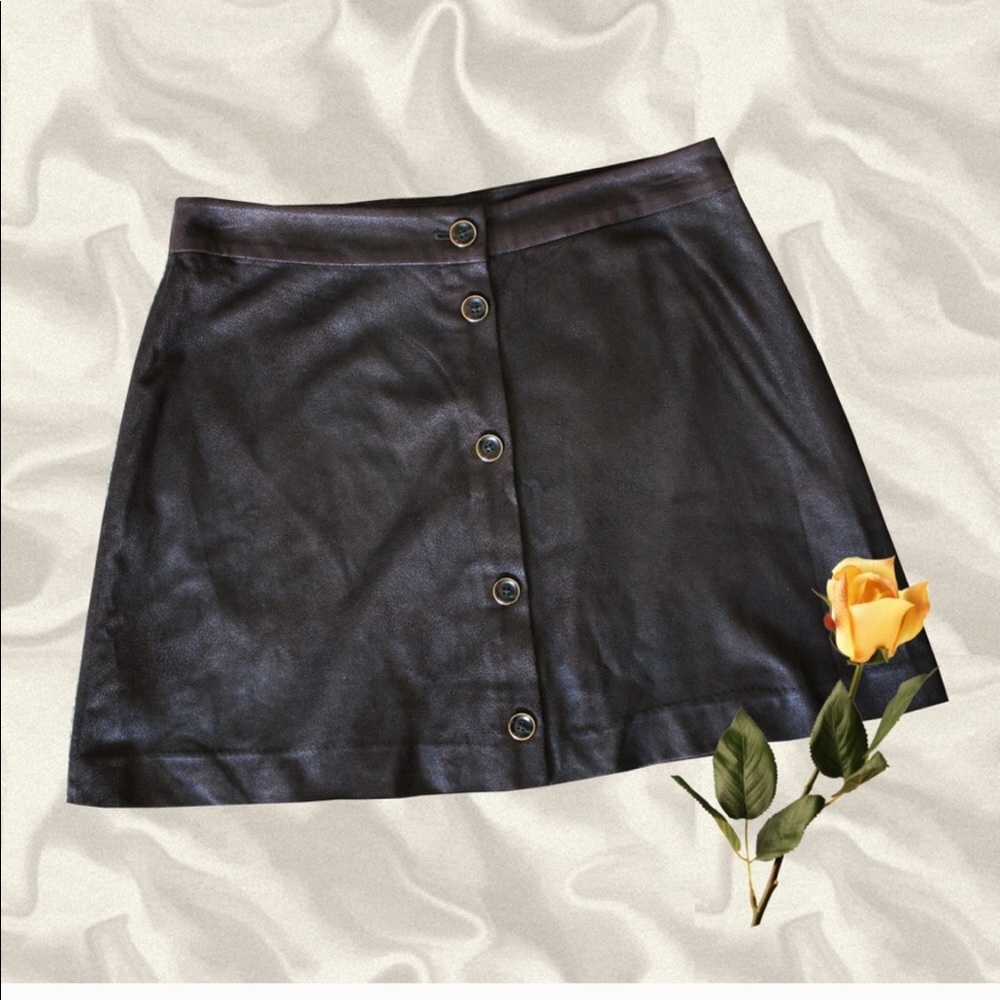 Michael Kors Brown Leather Dark Brown Skirt